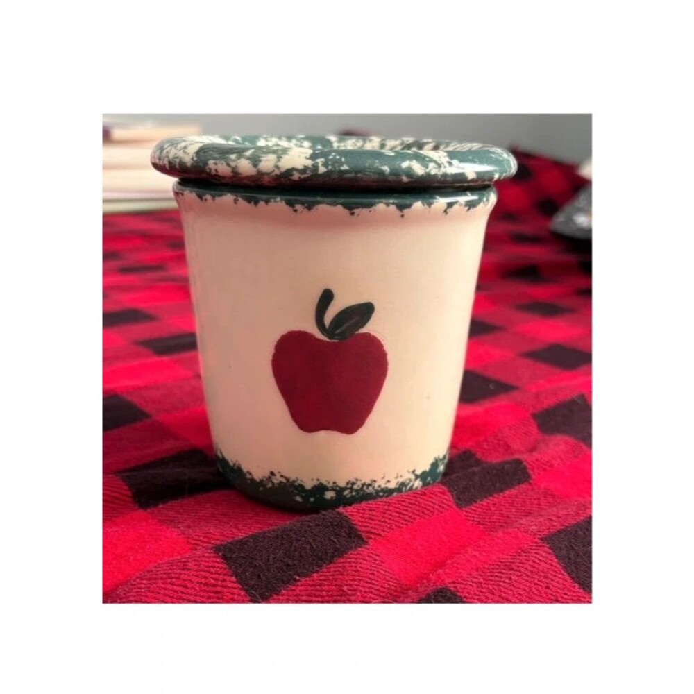 Vintage ceramic sponge- painted stoneware crock